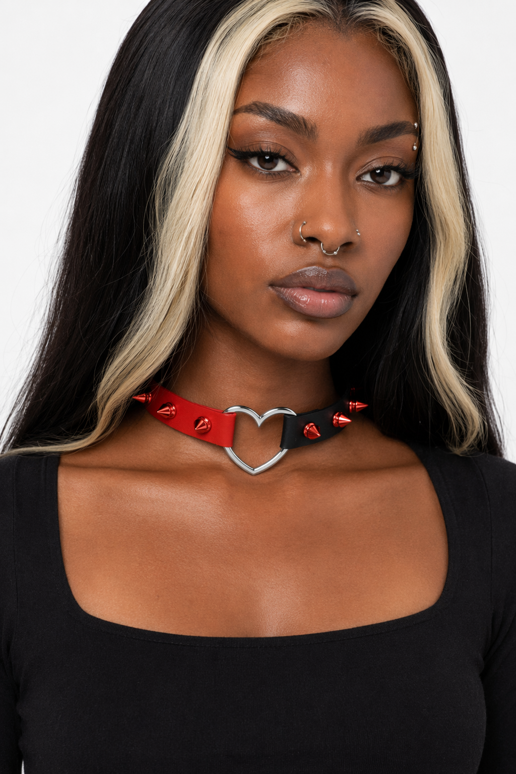 5 Variations of Goth Choker Red black heart spikes