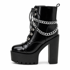 "Black Gothic Chain Ankle Boots" black shoes