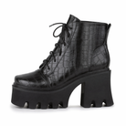Gothic Lace-Up Leather Boots black
