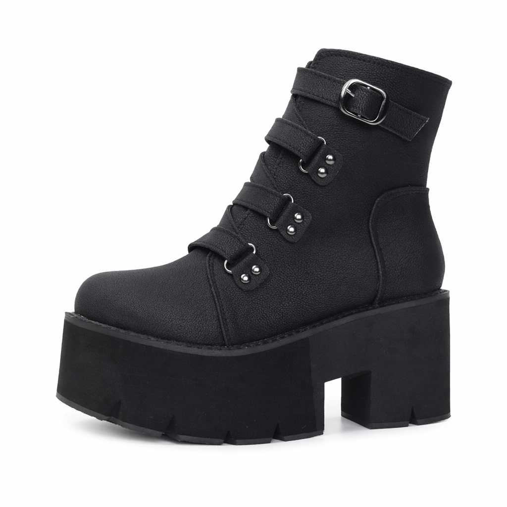 Gothic Black Platform Boots black shoes