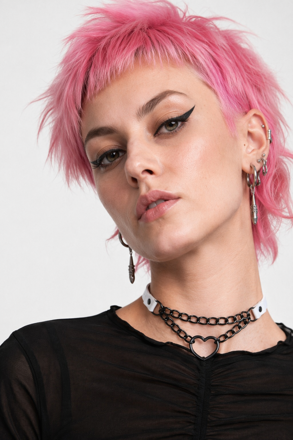 Black Goth Heart Choker - 16 Colors White