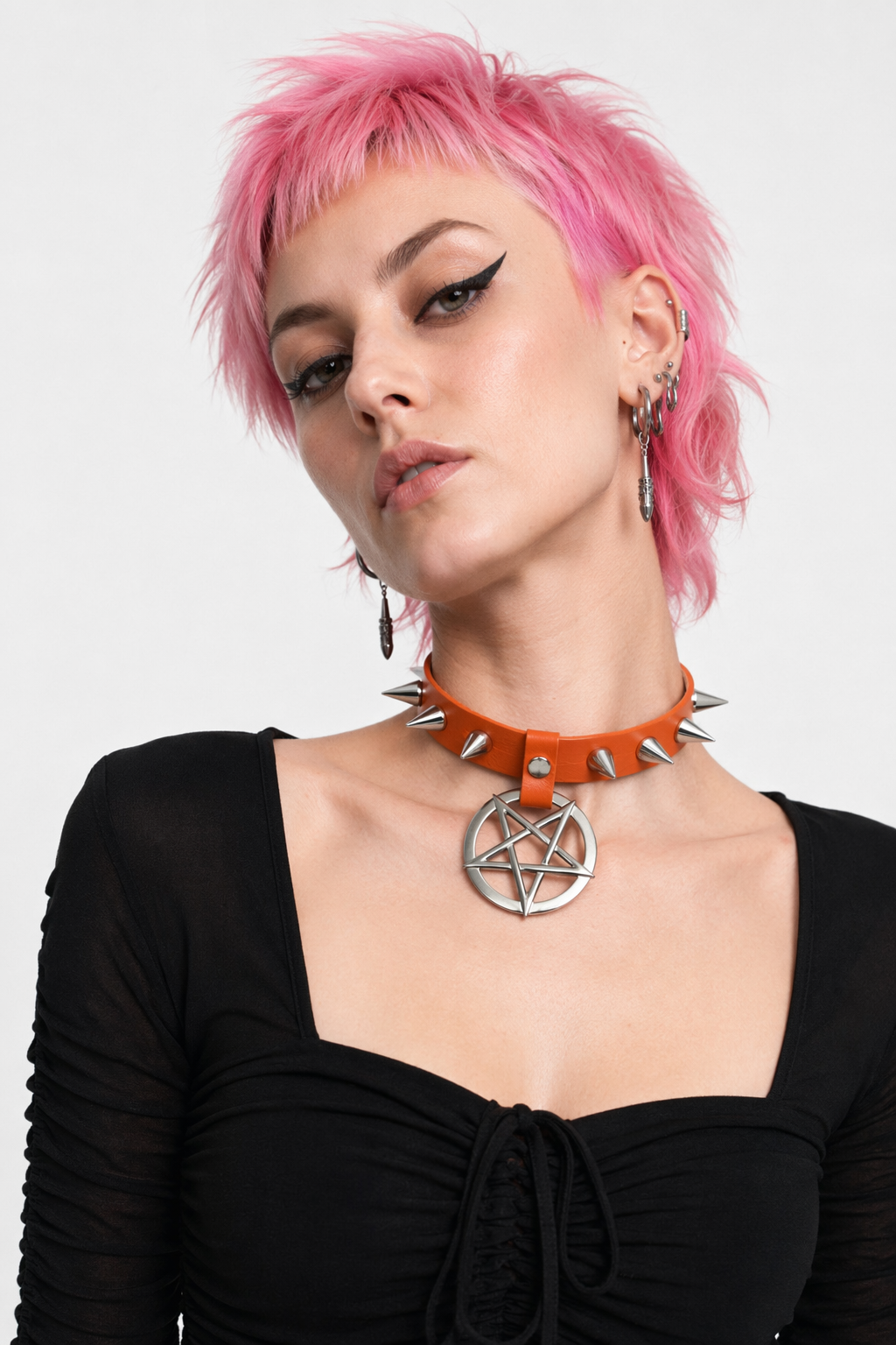 Alt Gothic Spike Choker - Darkest Depths orange
