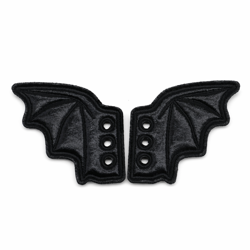 Black Bat Shoe Lace Pair Black small bats