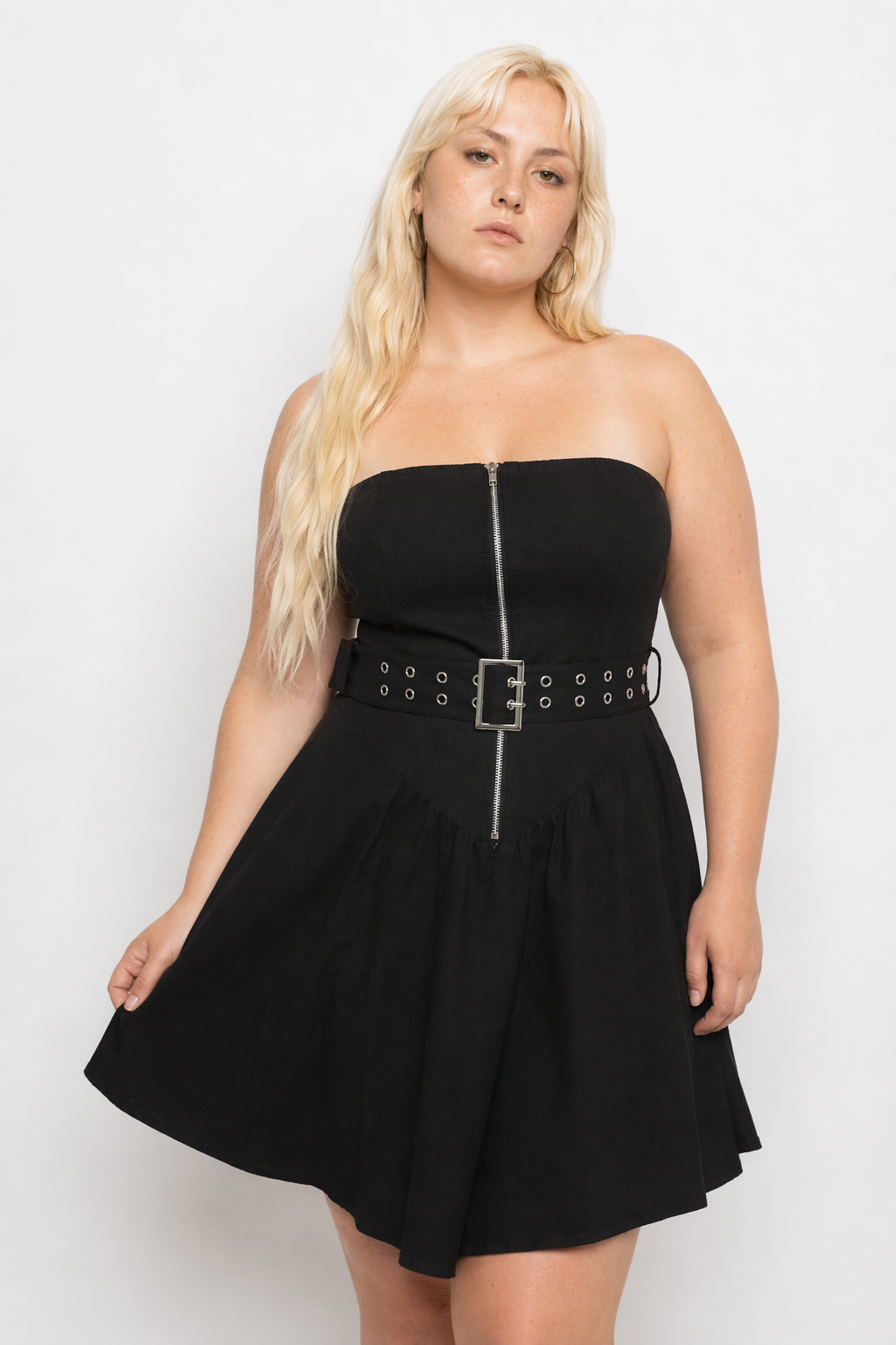 Apocalypse Strapless Belted Dress Black