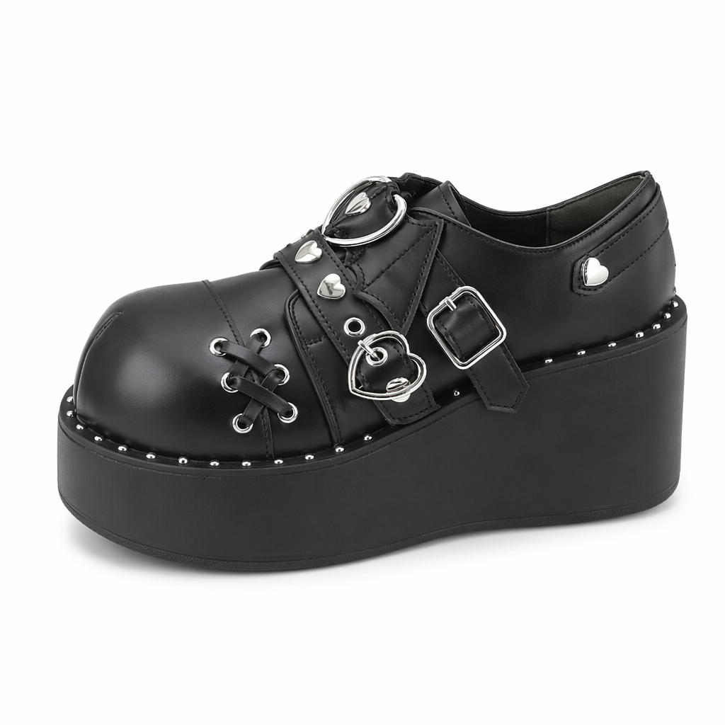 Black Gothic Platform Buckle Shoes black matte1