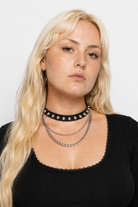 Studded Chain Leather Choker Black