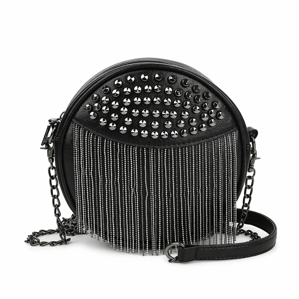 Black Gothic Tassel Stud Handbag Default Title
