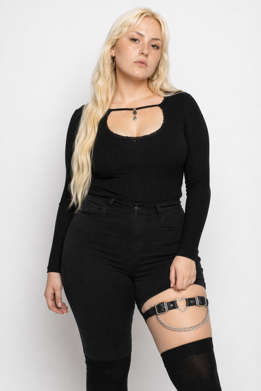 Black Heart Garter Leg Harness (11 colors) Default Title