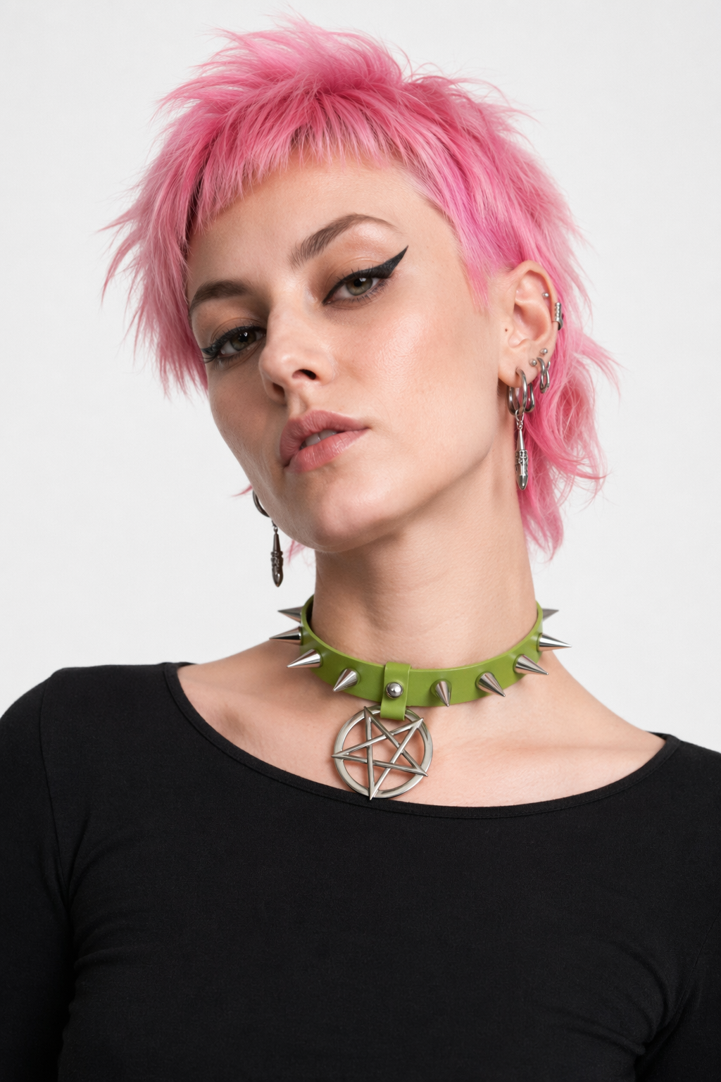 Alt Gothic Spike Choker - Darkest Depths green