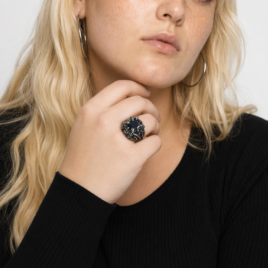 Red/Blue/Black Gothic Stone Ring 8