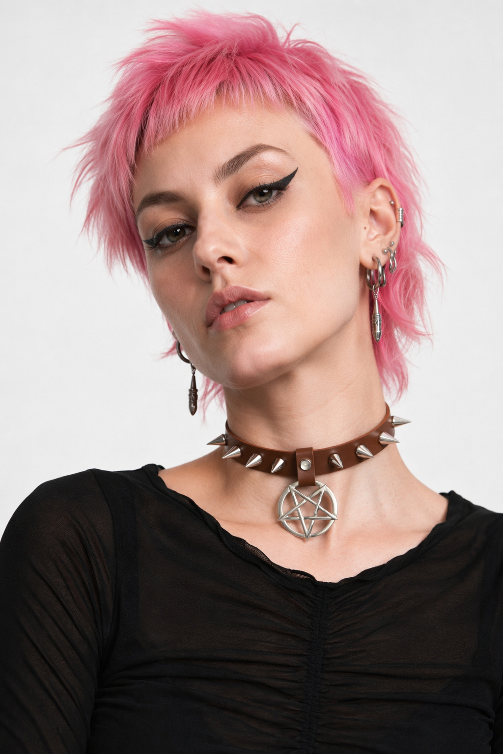 Alt Gothic Spike Choker - Darkest Depths brown