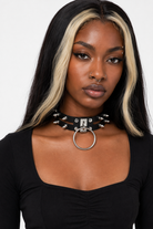 Double Line Rivet Necklace Black