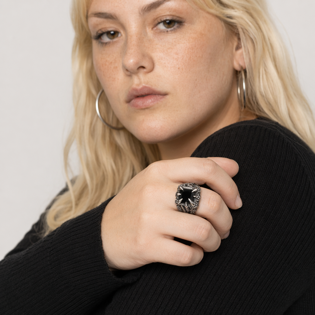 Red/Blue/Black Gothic Stone Ring 13