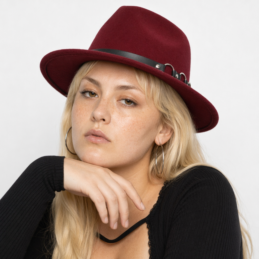Triple O O-Ring Fedora wine red