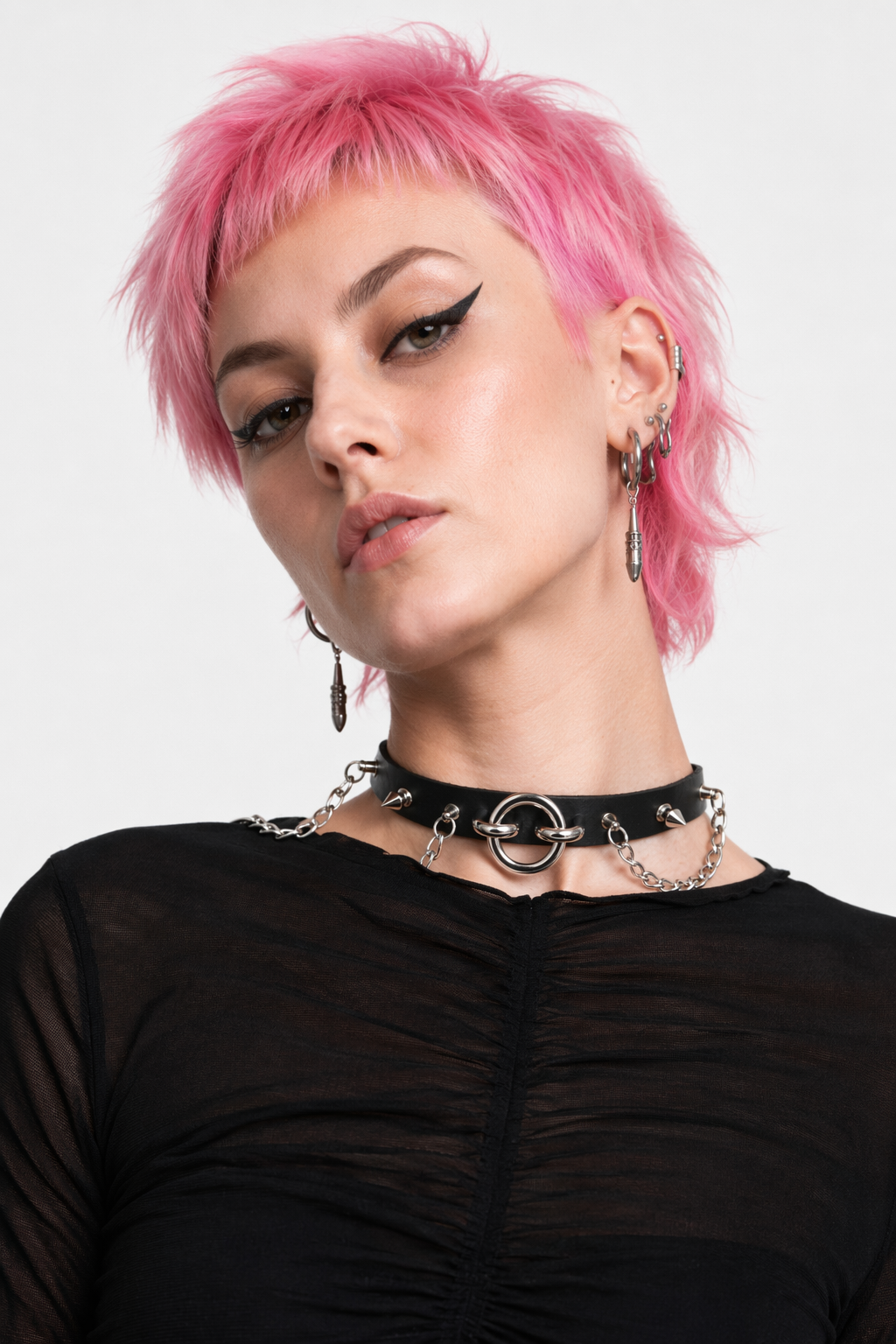 Vengeance' Faux Leather Chain Choker Default Title