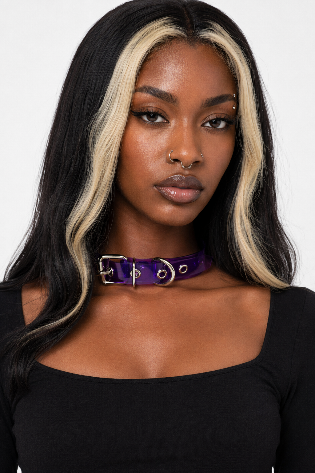 Black/Purple Venom PVC Choker Purple