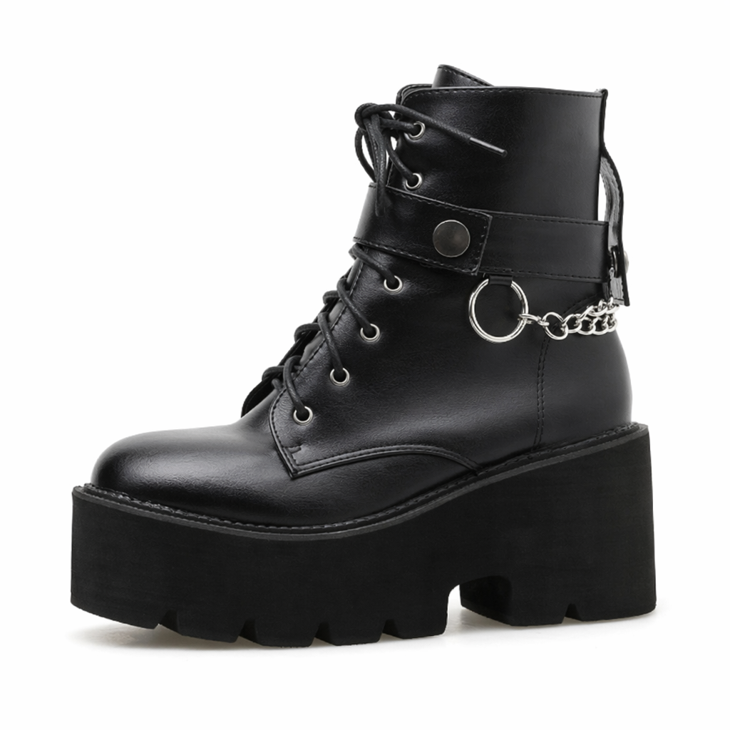 Myers' Gothic Block Heel Boots black shoes