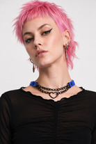 Black Goth Heart Choker - 16 Colors Blue
