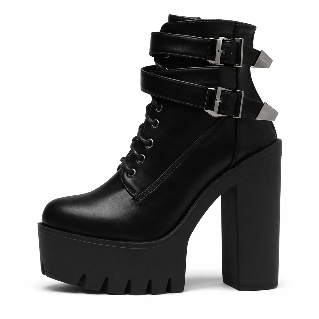 "Black Goth Platform Boots by Gatekeeper" black