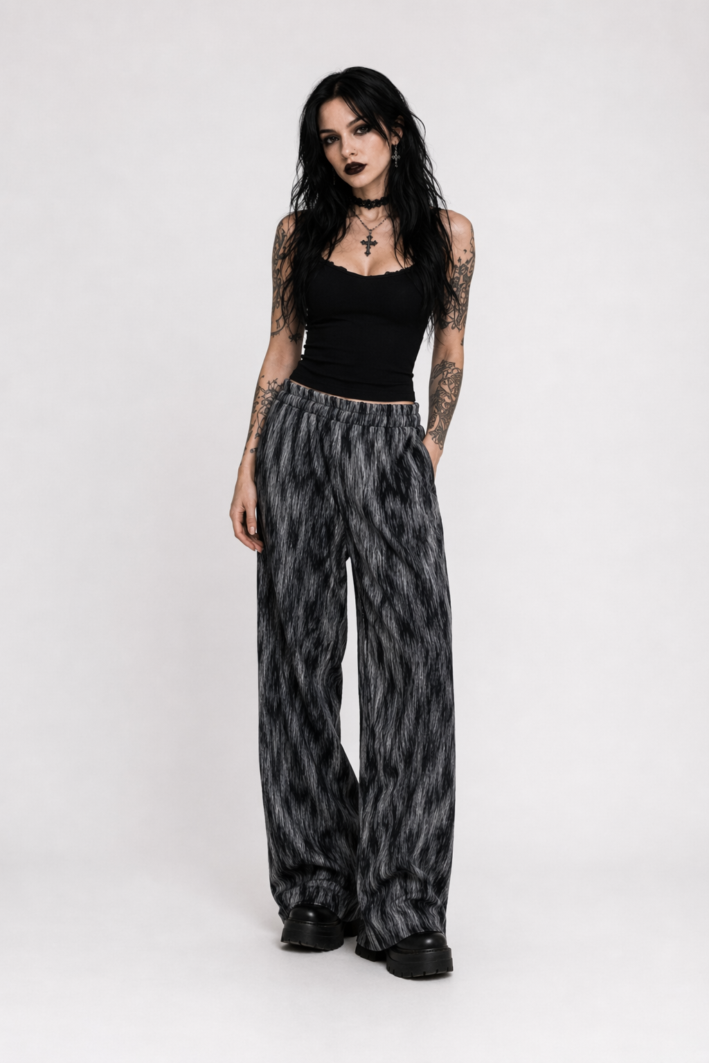 Tie Dye Baggy Trousers black