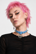 Alt Gothic Spike Choker - Darkest Depths light blue