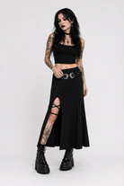 Black Belted Lace-Up Skirt Black