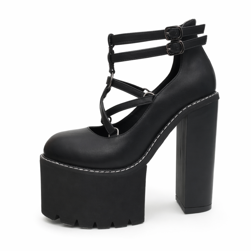 Gothic Black Chunky Shoes black shoes