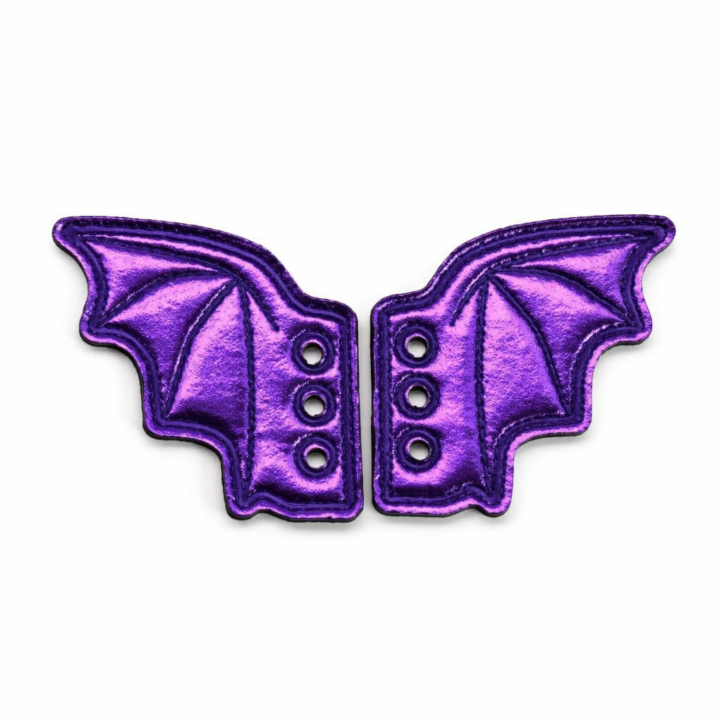Black Bat Shoe Lace Pair Purple small bats