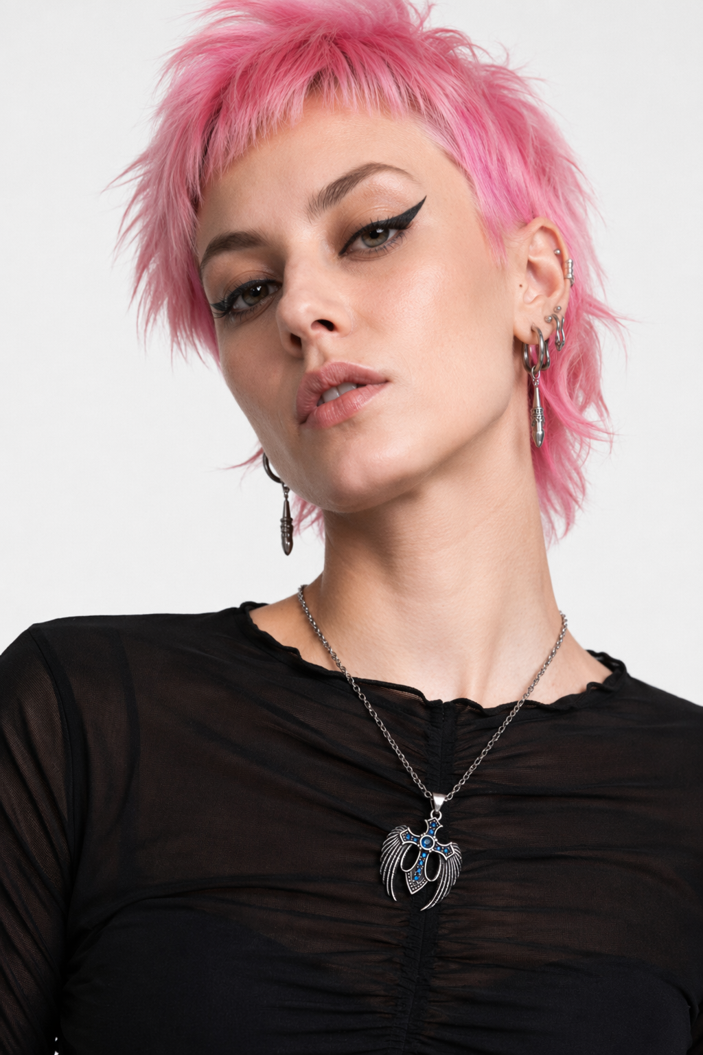 Cross Stone Pendant Blue