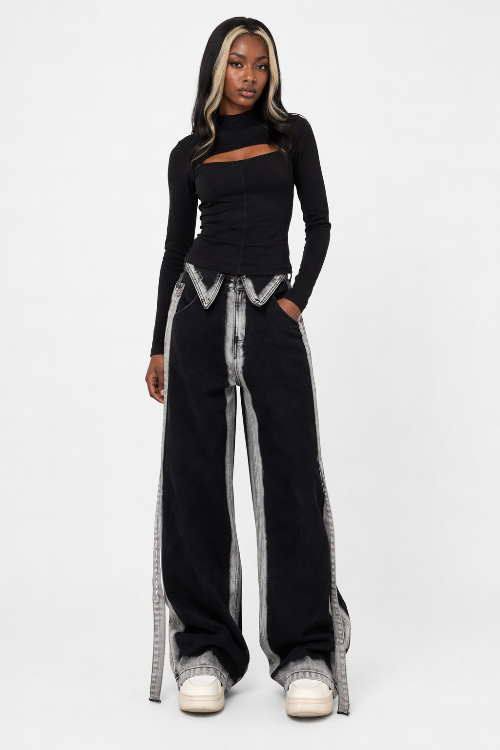 Black Denim Baggy Pants Black