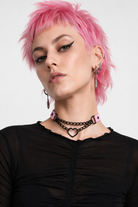 Black Goth Heart Choker - 16 Colors Pink