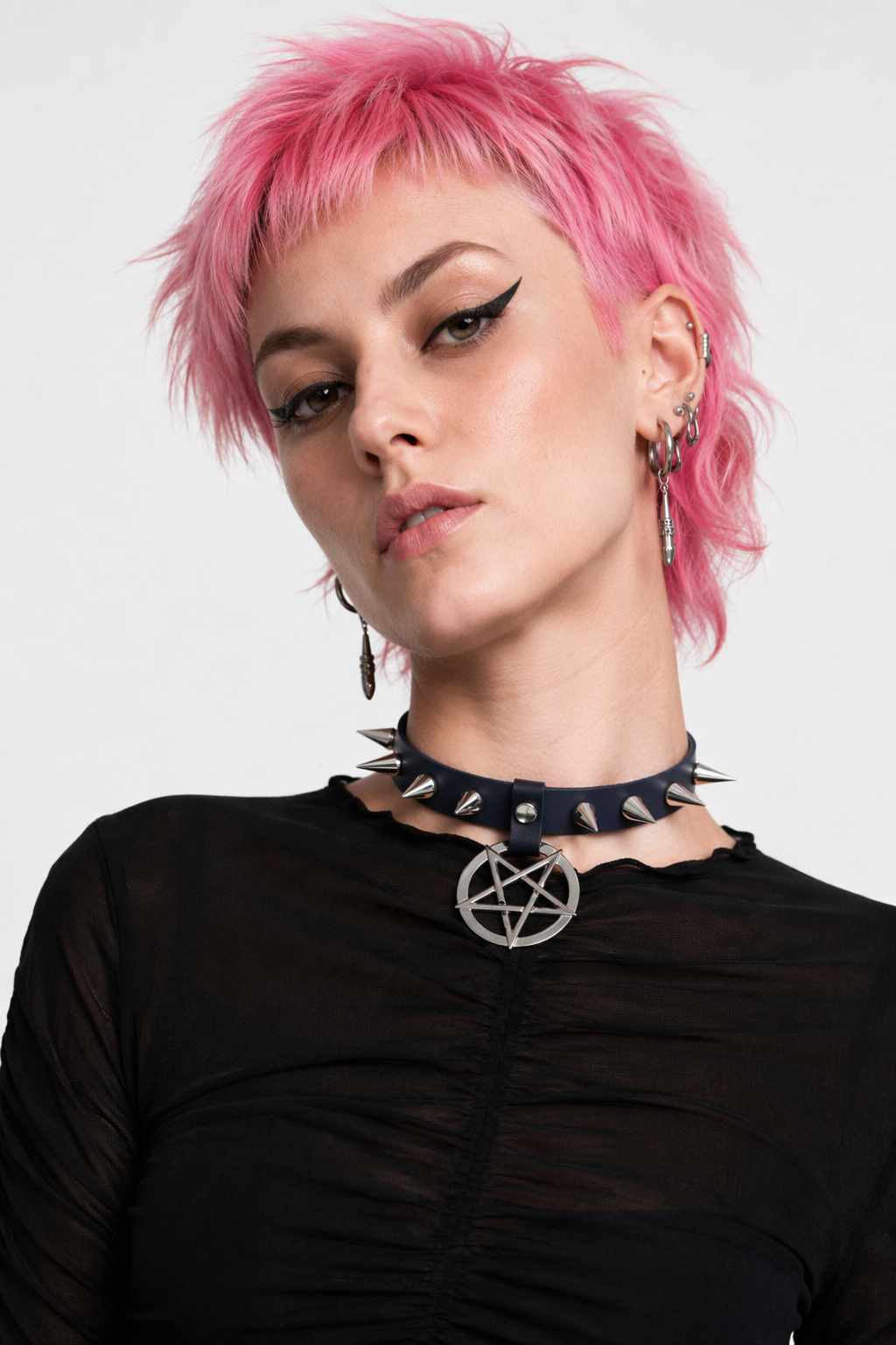 Alt Gothic Spike Choker - Darkest Depths navy