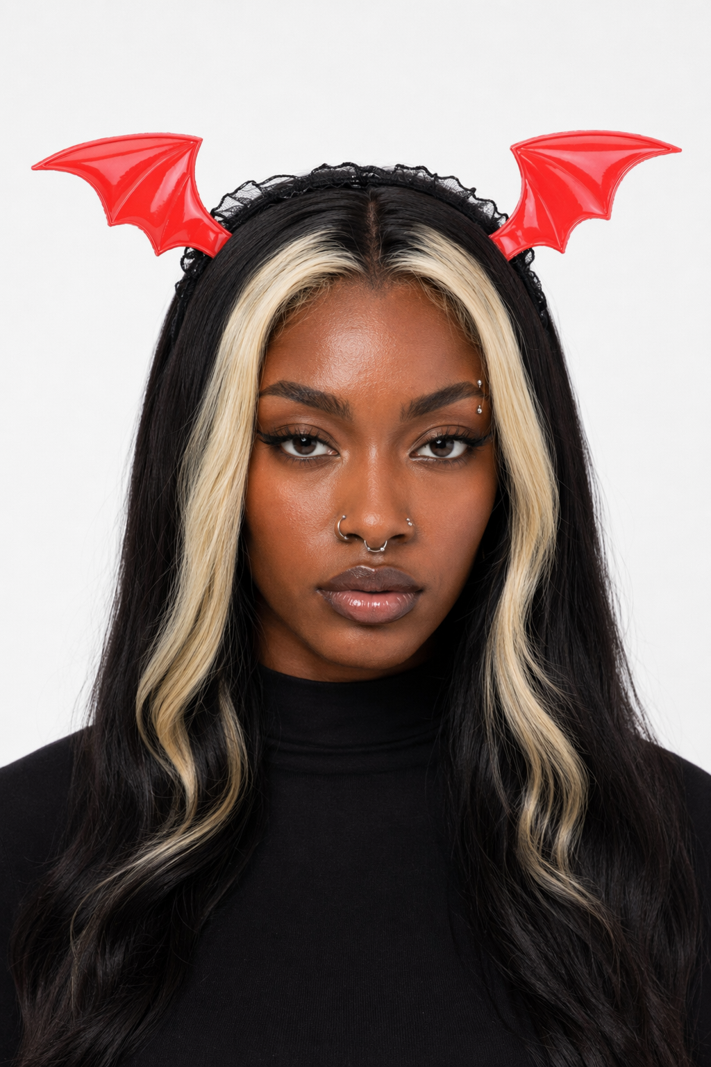 Winged Lace Headband Red