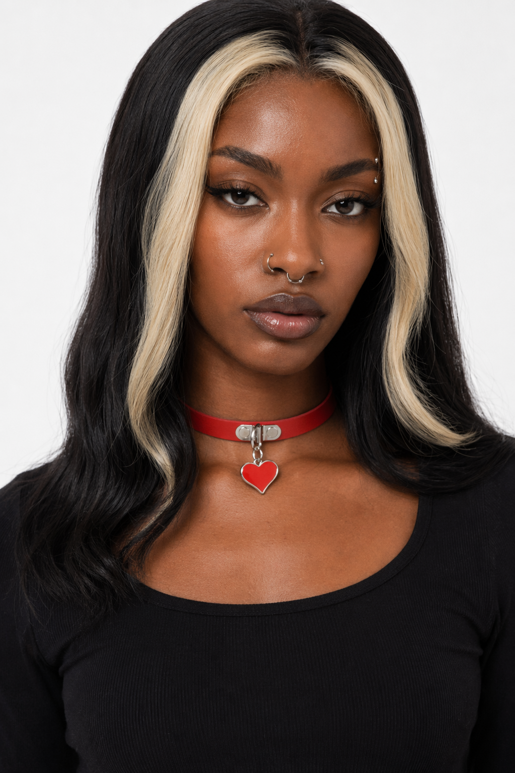 5 Variations of Goth Choker Red hanging heart