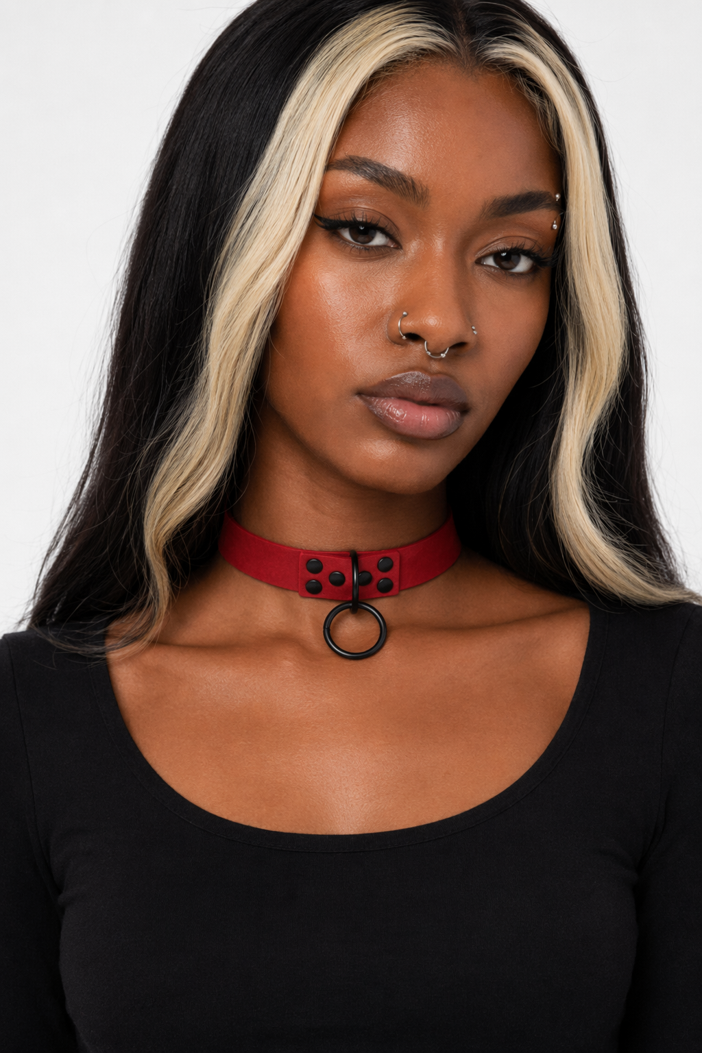 5 Variations of Goth Choker Red black ring