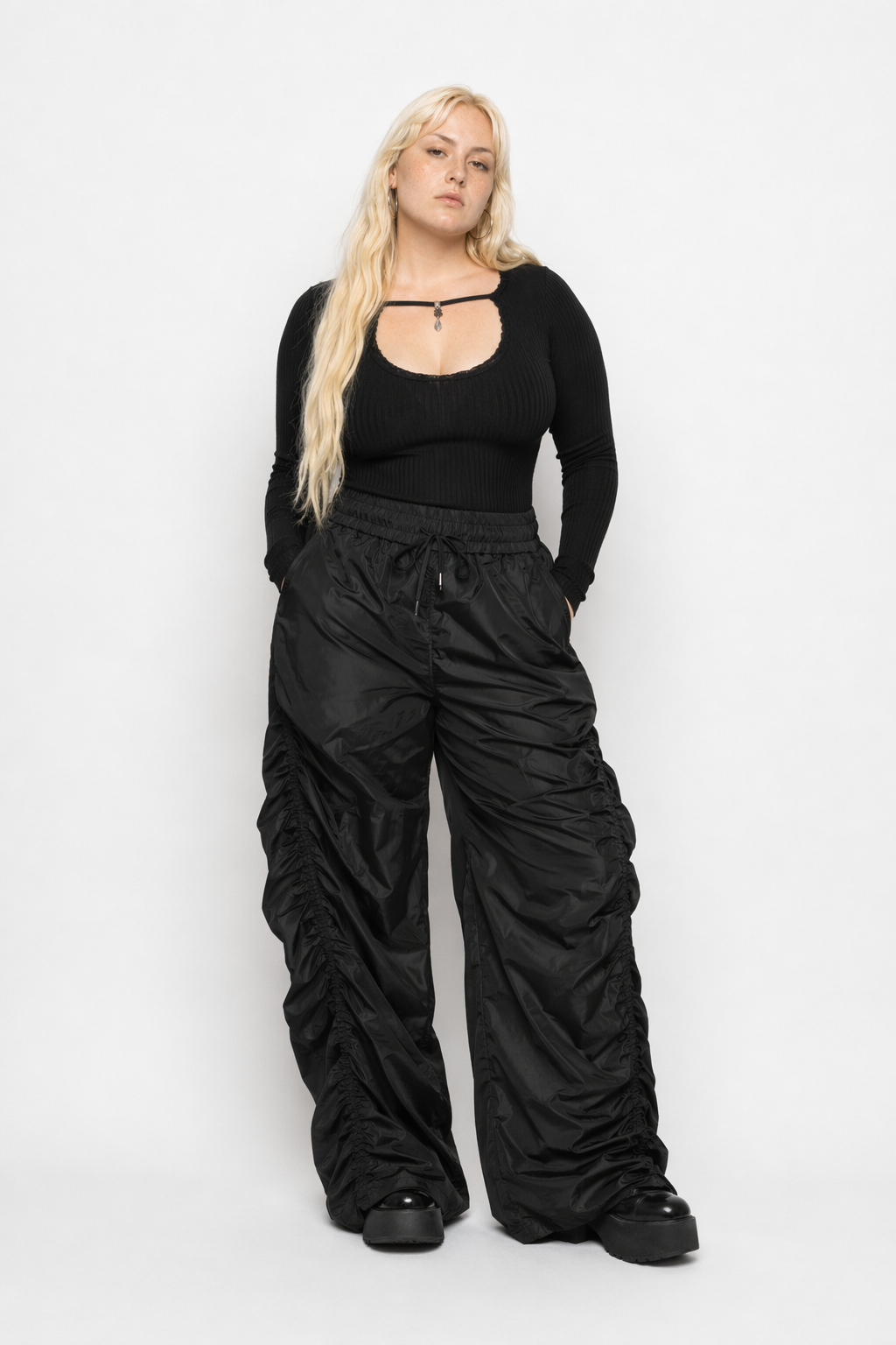 Grunge Y2K Black Baggy Pants Black