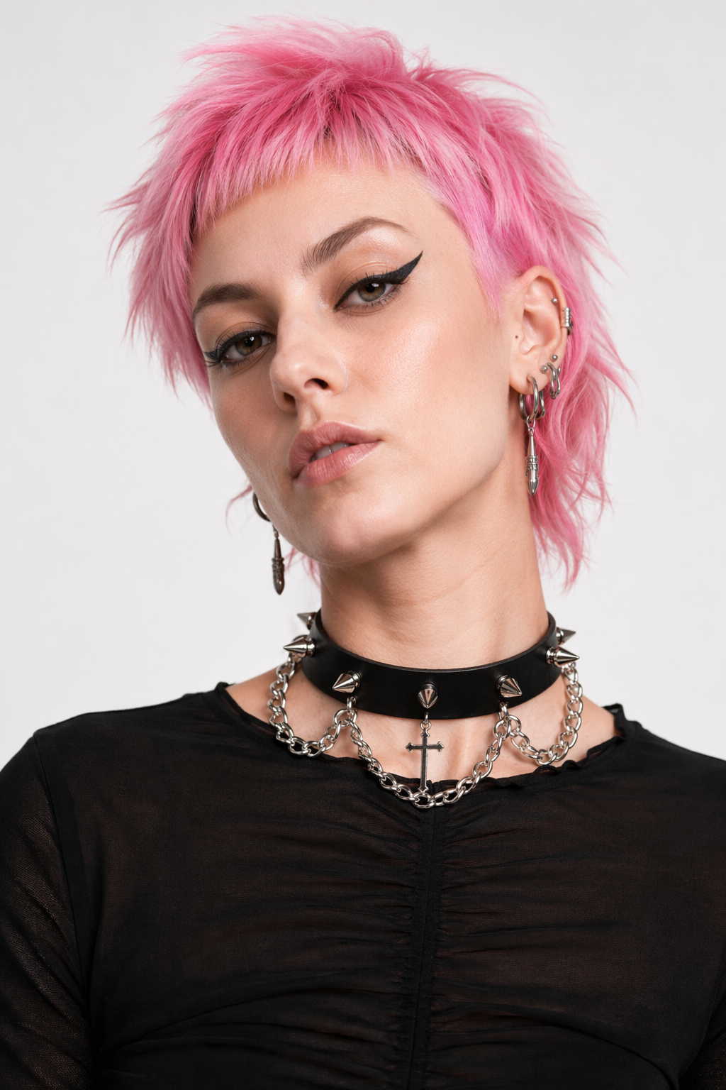 Spike Chain Choker Necklace Default Title