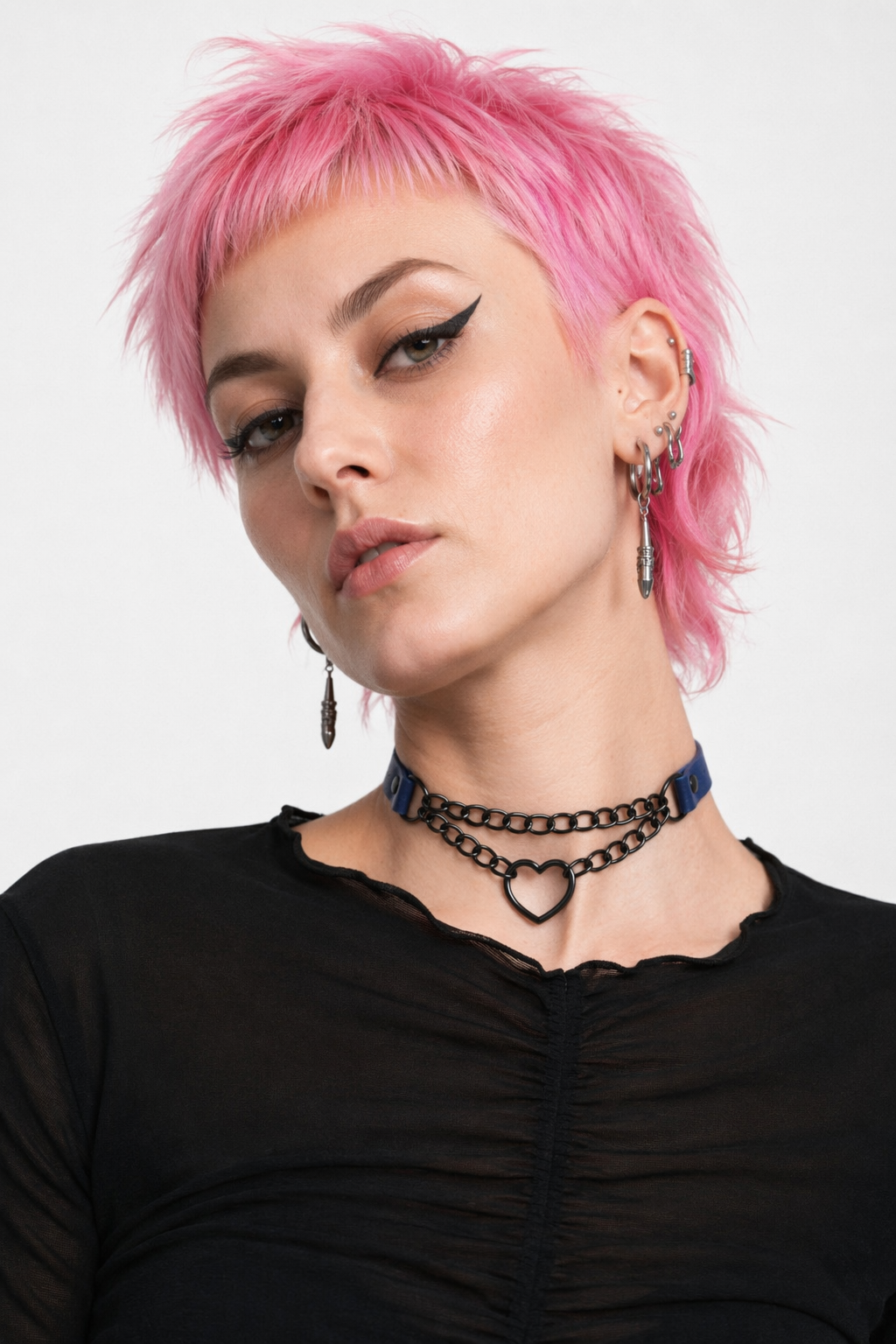 Black Goth Heart Choker - 16 Colors Dark Blue