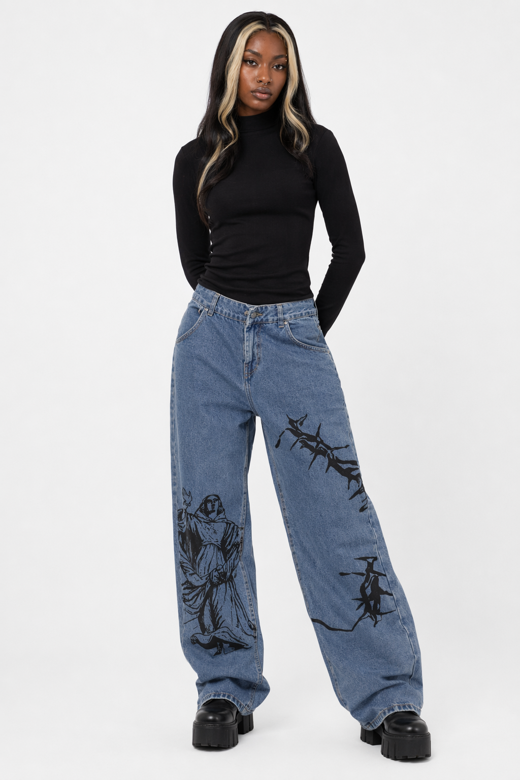 Heating Up Baggy Pants blue gray