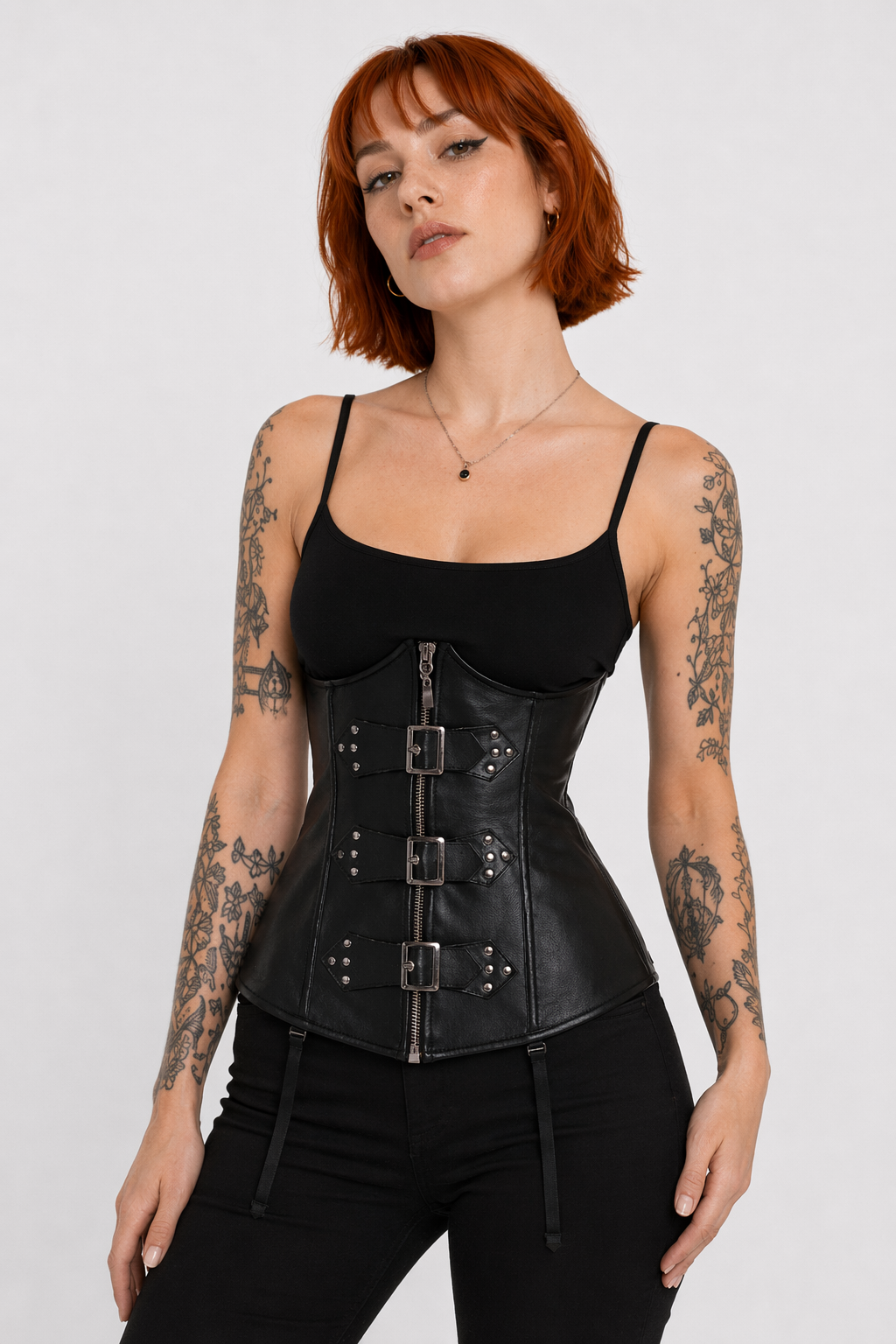 Black Leather Waist Corset Leather 1103