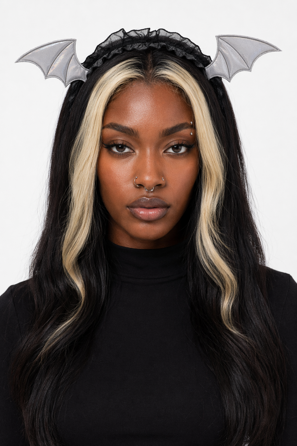 Winged Lace Headband Gray