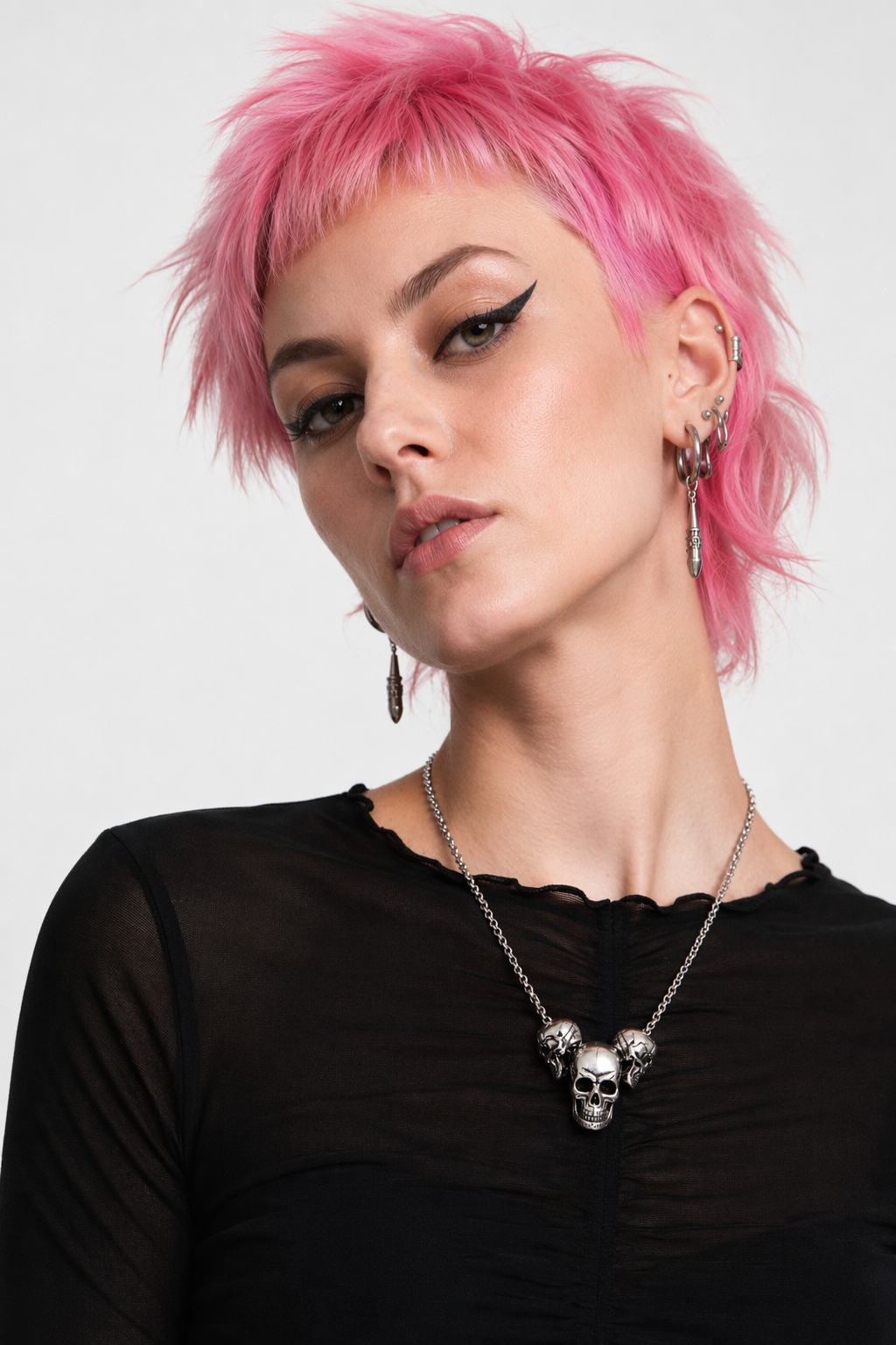 Skull Pendant Necklace Silver