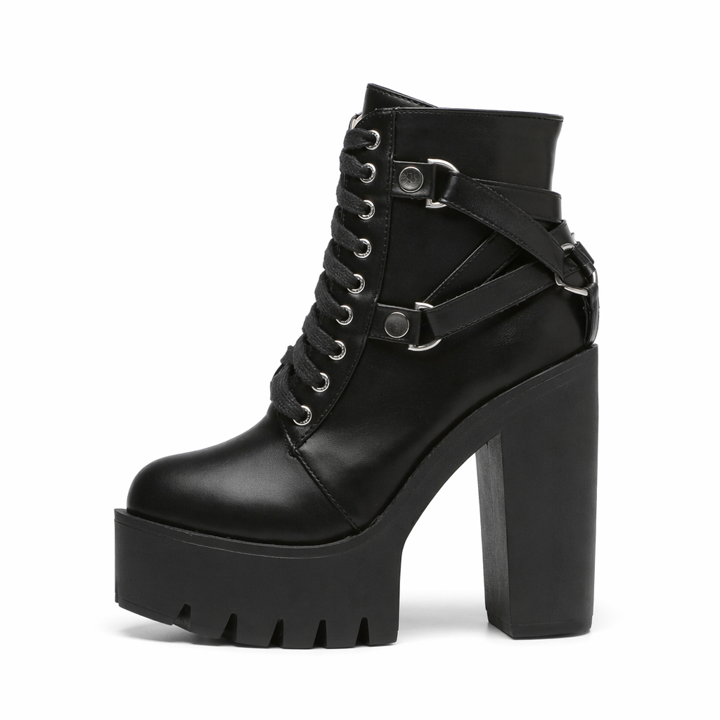Goth Black Ankle Boots' black shoes