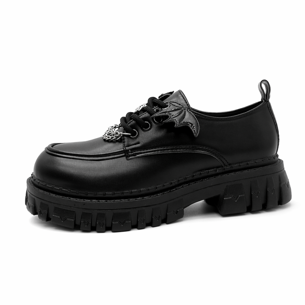 Goth Bat Wings Black Shoes Matte Black