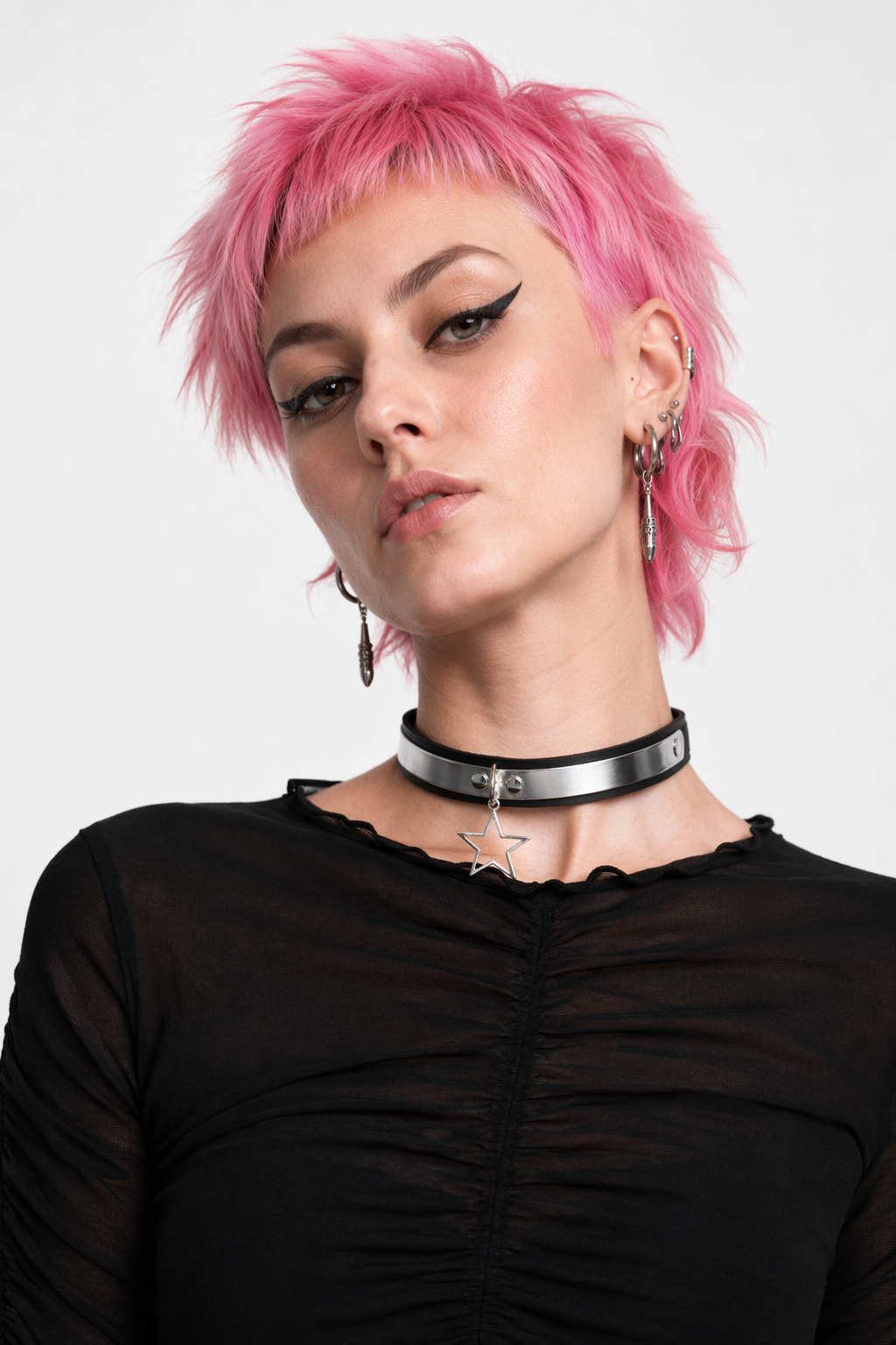 Rebel Star Leather Choker Necklace Default
