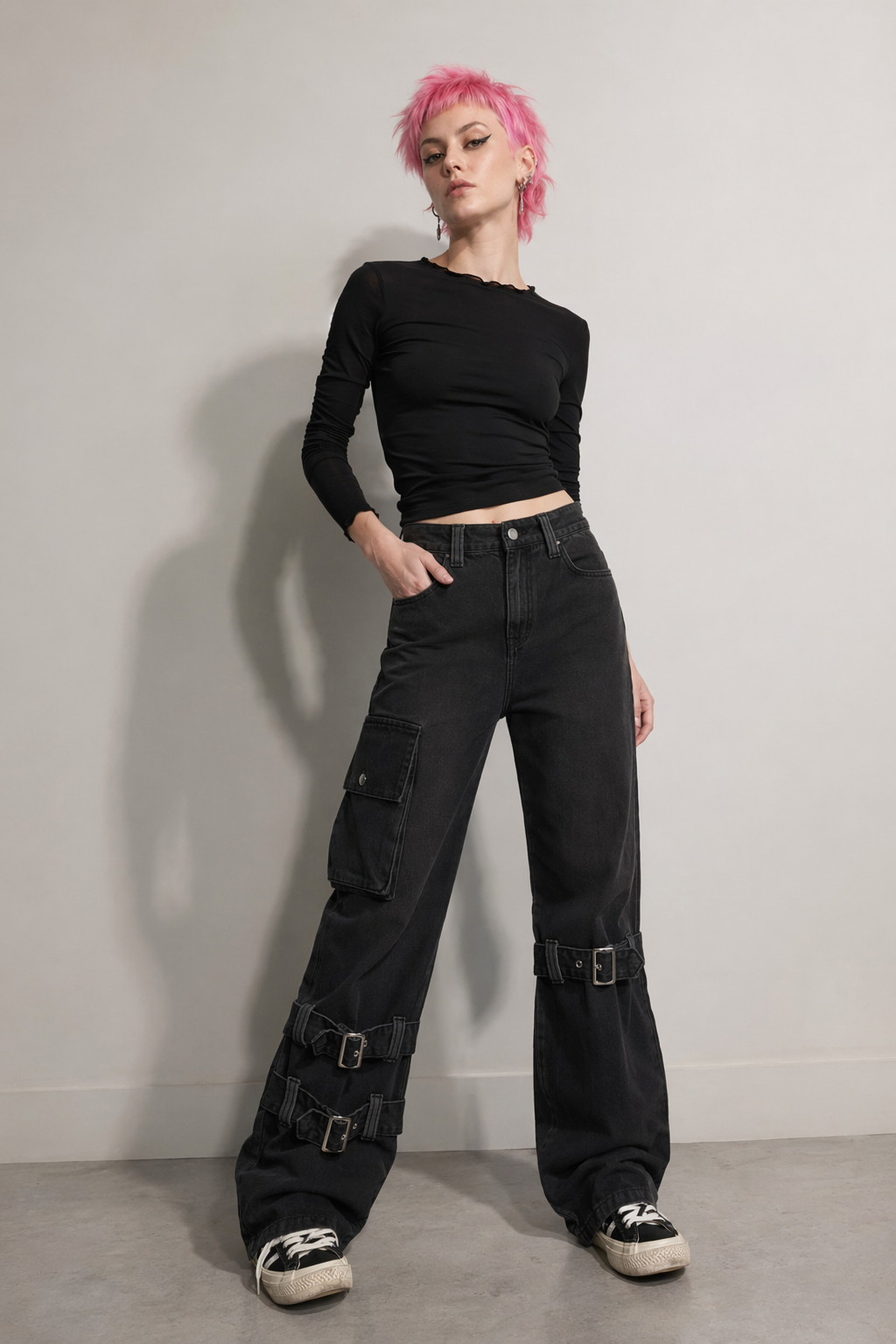 Devilish Baggy Buckle Bottoms Black