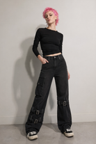 Devilish Baggy Buckle Bottoms Black