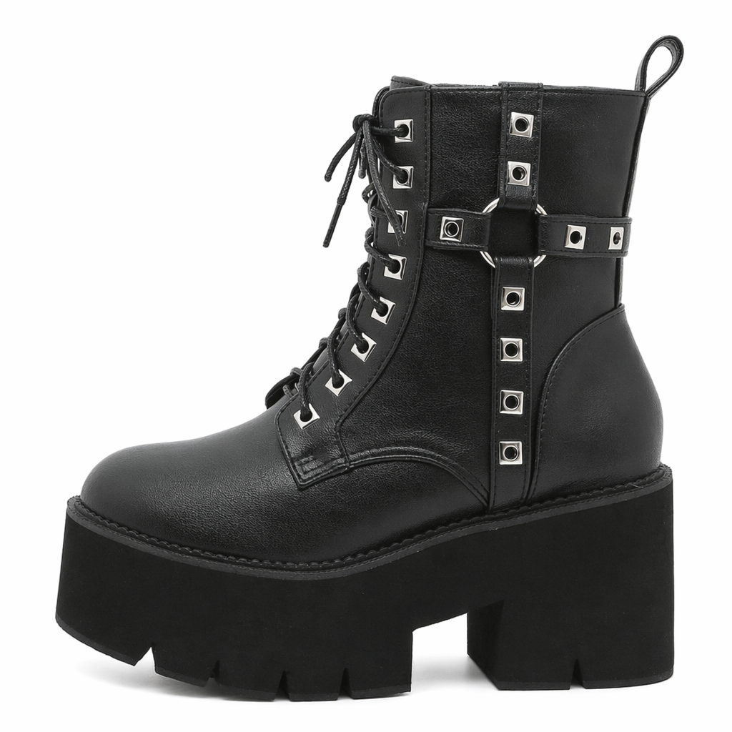 Black Studded Goth Boots black shoes