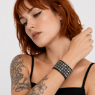 Studded PU Bracelet silver black