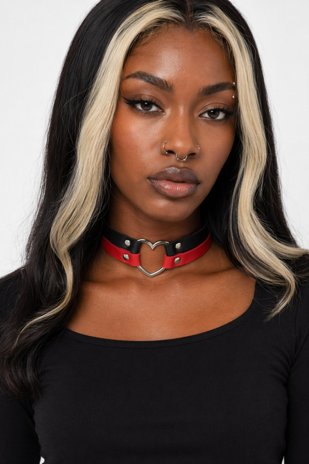 5 Variations of Goth Choker Red black heart